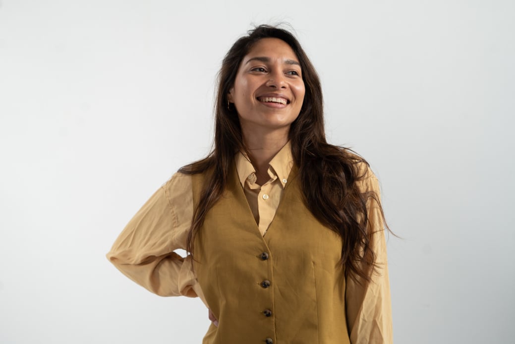 Smiling Woman on White Background